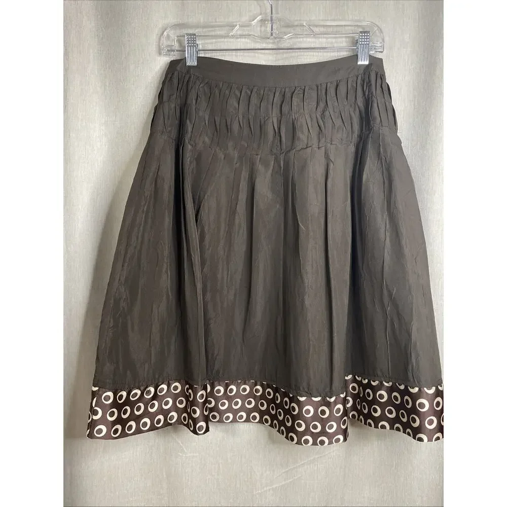 LR Lirenyuan Juniors Brown Skirt - Size 13 - Lined with Silver Beaded Accents